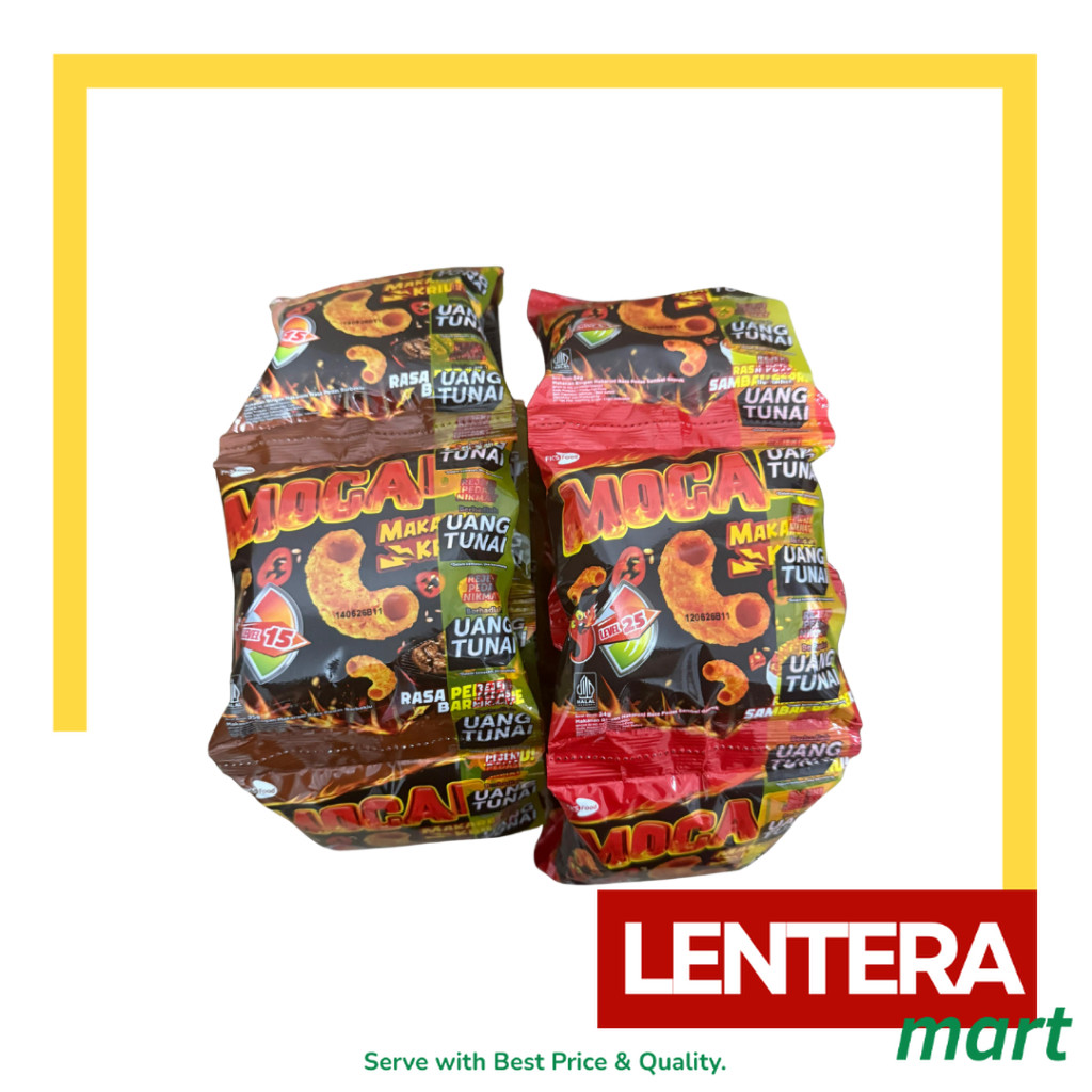 

Mocabe Makaroni Kriuk Kering Pedas Berhadiah Uang Rasa Ayam Geprek/BBQ 10 pcs x 25gr LenteraMart