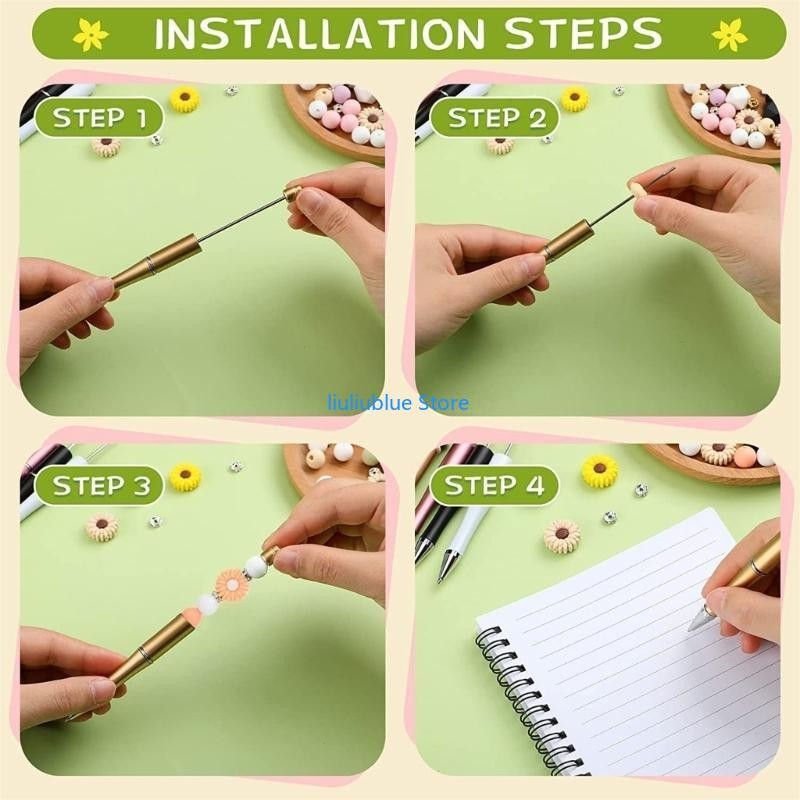 

Silicone Bead Pen Kits Beadable Pen Set Ballpoint Bead Pen DIY Material School Kids Beaded Pen Making Kits 62CF