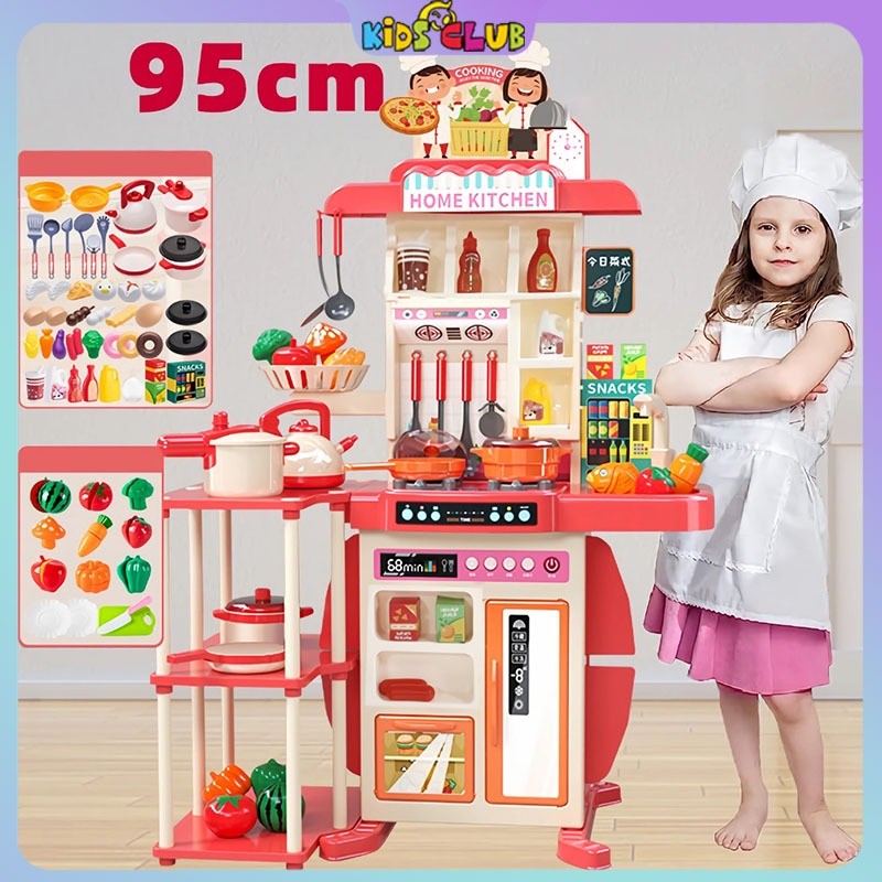 95CM Mainan Kitchen Set Jumbo Dengan Wastafel Mainan Dapur Anak Mainan Spraying Mist Kitchen Set Mas