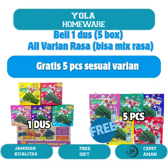 

PAKET HEMAT NORI BOOM 5 RASA - 1 DUS ( FREE 5 PCS )