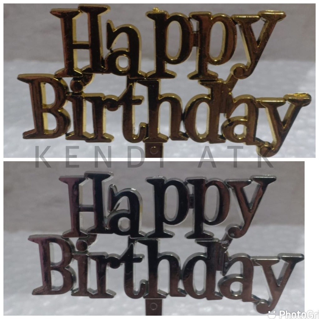 

*AMJ* (ISI 25PCS) CAKE TOPPER HIASAN METALIK tulisan "HAPPY BIRTHDAY" "KTi32" NEW