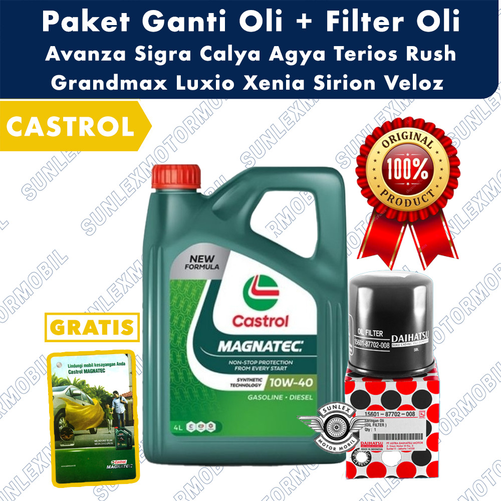 [GRATIS FILTER OLI DAIHATSU 008] Paket Ganti Oli 4L Castrol Magnatec 10W40 + Filter Oli Avanza Xenia