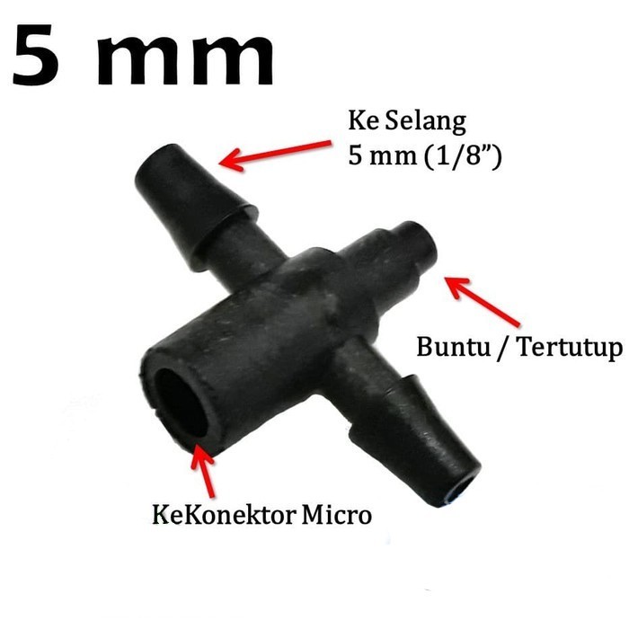 (RLS) Micro Tee 5 mm Head / Micro Tee 5 mm Head Nepel Cabang 2