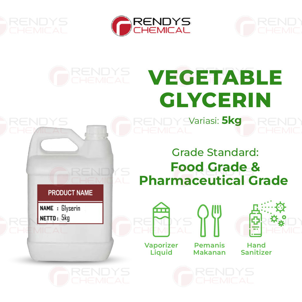 

Vegetable Glycerin / VG / Gliserin Nabati / Gliserol Pharmaceutical Grade - 5 Kg