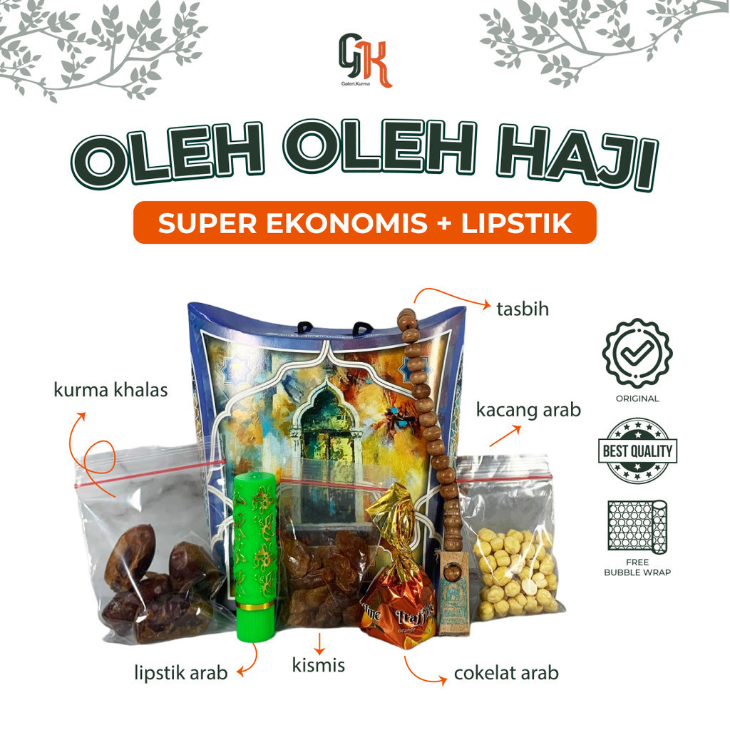 

PAKET OLEH OLEH HAJI UMROH KEMASAN SUPER HEMAT EKONOMIS plus LIPSTICK