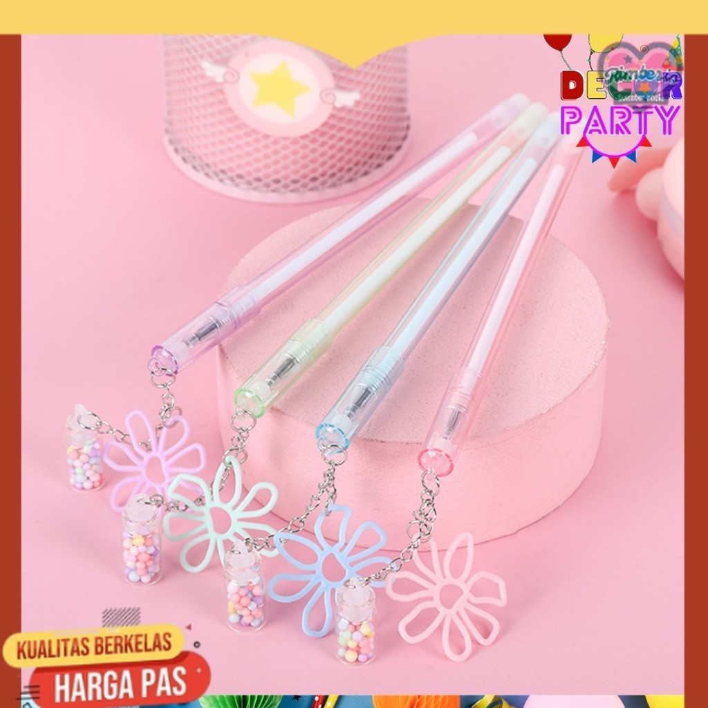 

DP Pulpen Lucu Aesthetic Pen Pena Gel Bolpen Unik warna pastel Pena Gantungan Botol Bunga Fancy cute Bola Salju Warna Warni Alat Tulis Kantor