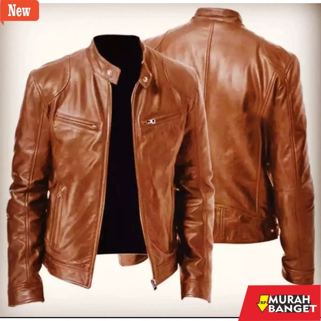 jaket kulit pria garut (SUPER DISKON) Jaket Kulit Asli Sintetis Bahan Berkualitas Import