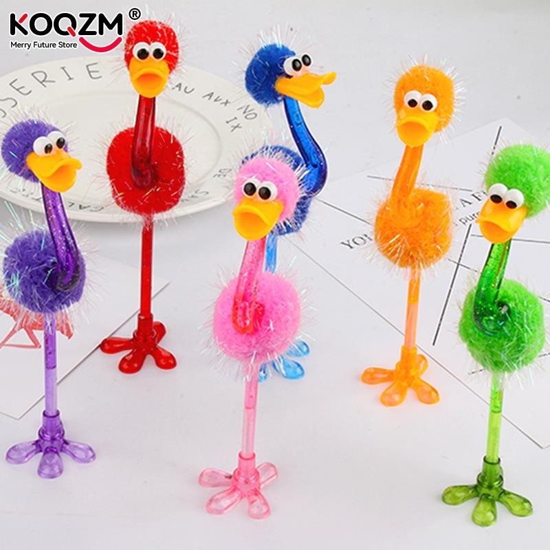 

1pc Kawaii Cartoon Ostrich Shape Ballpoint Pen Blue Ink Creative Feather Pens For Student Office Writing Stationery Supplies