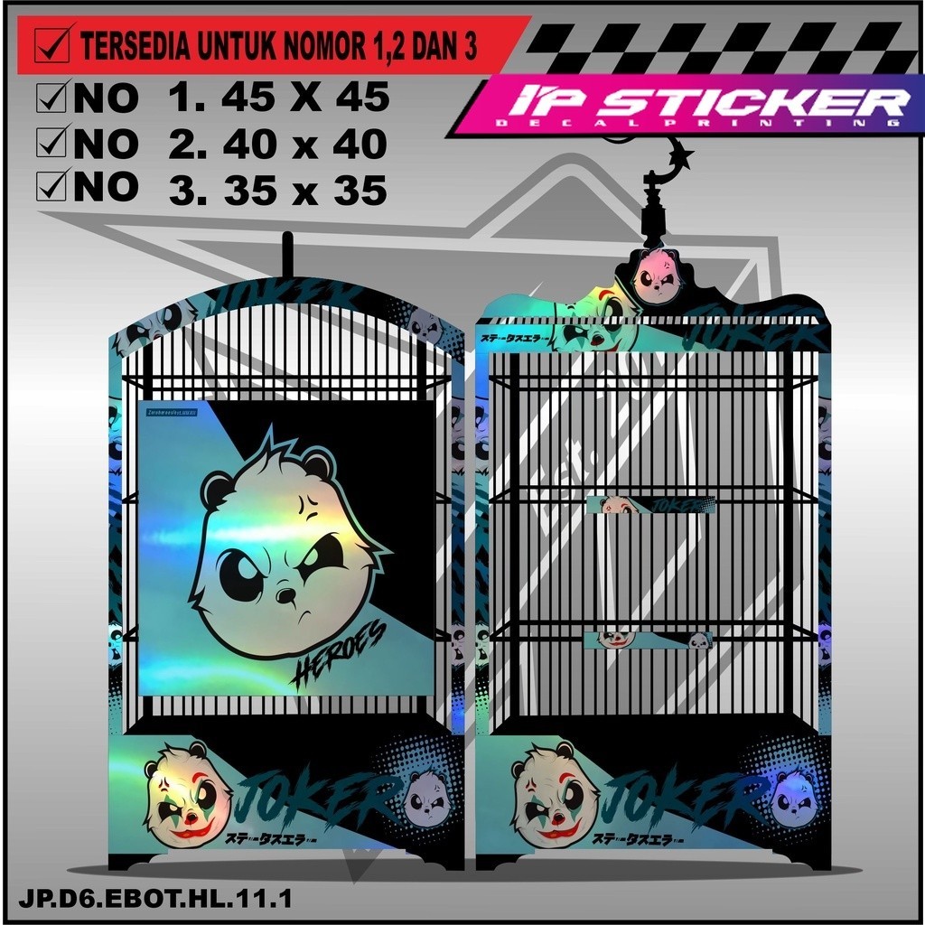 Stiker Dekal Sangkar Kotak Model Kosan BnR Ebod No 1 2 3 Desain Panda - D6 011