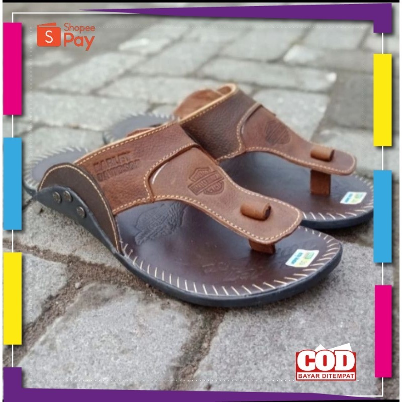 [PREMIUM ORIGINAL] CUCI GUDANG SANDAL JAPIT KULIT SAPI ASLI HURLEY DAVIDSON