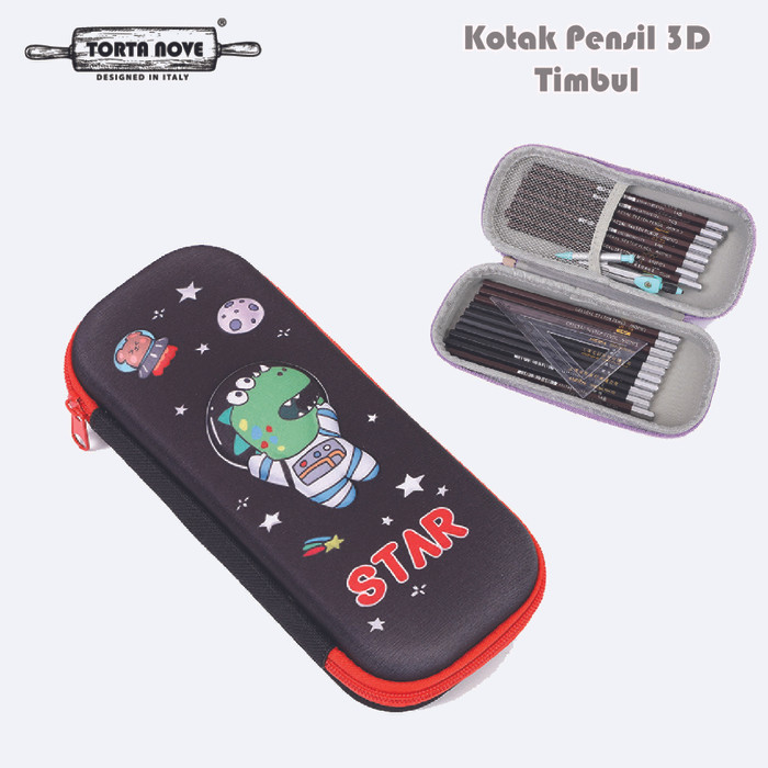 

TERLARIS! Tempat pensil anak laki perempuan 3D Kotak pensil anak sekolah eva SD - 3D croco black