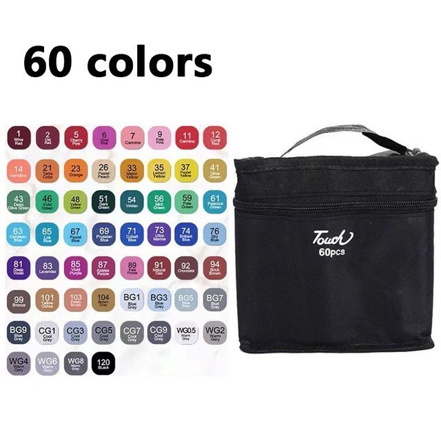 

Touch 60/80 Warna Sketsa Spidol Umum General Marker Set Animation Mark - 60 Warna