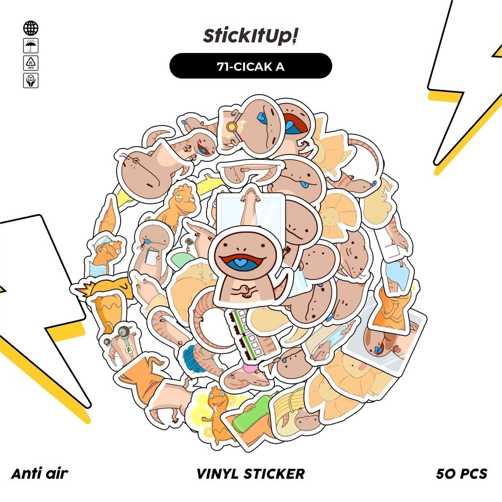 

COD✨ 50 Pcs Stiker Pack Graffiti Motif Kartun Hewan Cicak Lucu Lucu Aesthetic Vynil Waterproof untuk Freebies Sticker Buku Journal Casing HP Laptop