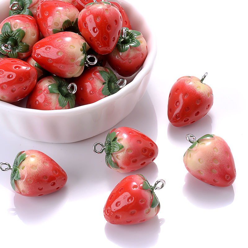 

10Pcs Cute Red Acrylic Strawberry Apple Orange Mango Fruit Resin Pendants Charms for Jewelry Making Earrings Necklace Accessory