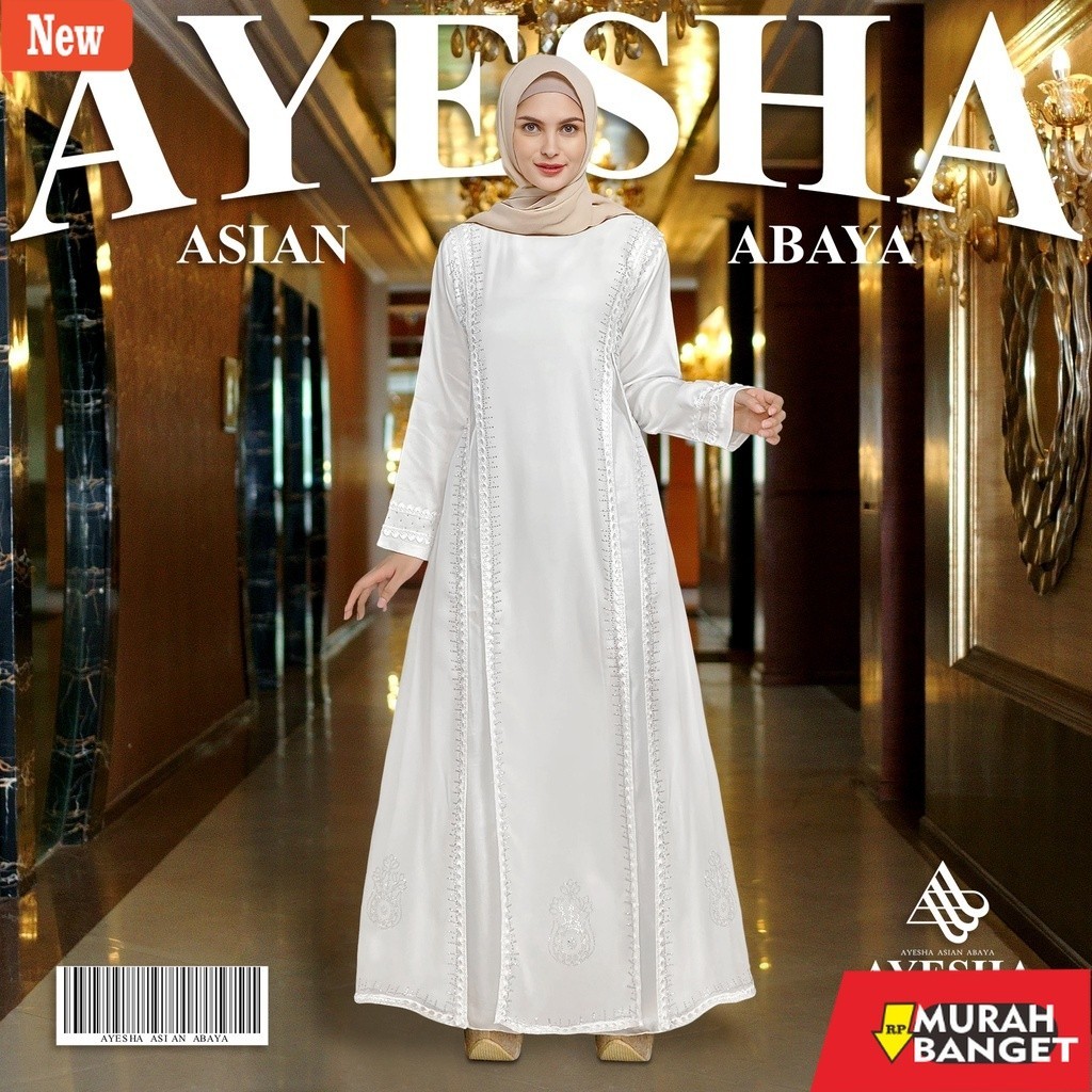 abaya shopee haul 2024 AYESHA Gamis Putih Wanita Abaya Turkey Rekomendasi Terbaru