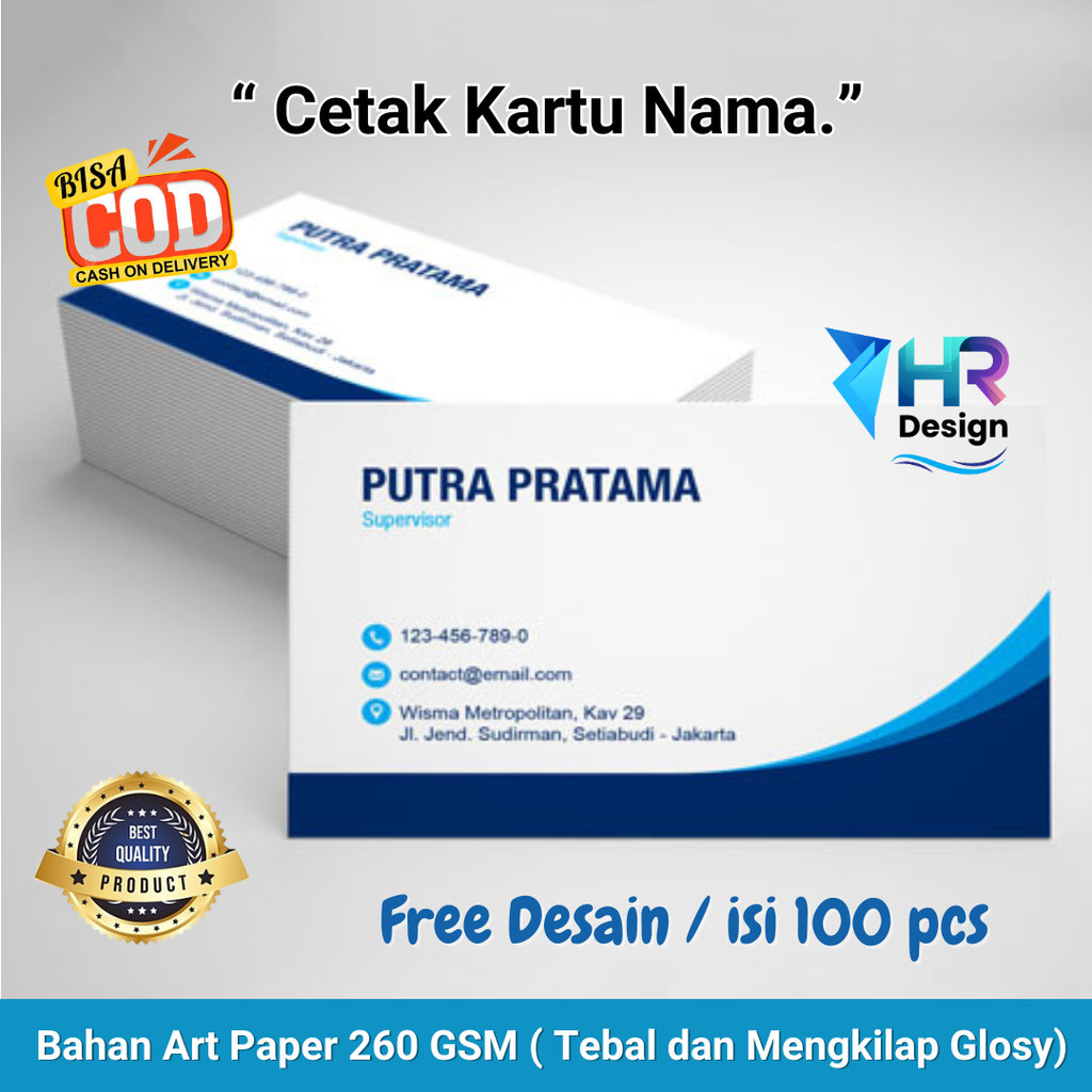 Cetak Kartu Nama 1 Sisi Usaha Kartu Nama Identitas Kartu Nama Layanan / Jasa / Produk