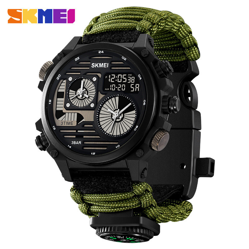 SKMEI 2202 Jam Tangan Pria Digital Analog Sport Watch Tali Nilon Anti Air 5 Bar MGOS