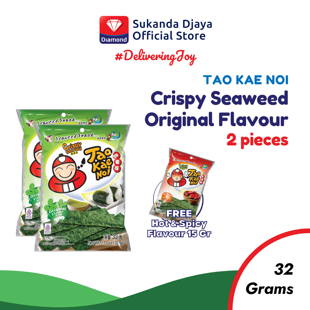 

Tao Kae Noi Crispy Seaweed Original Flavour 32 Gr ISI 2 [Free Hot & Spicy Flavour 15 Gr]