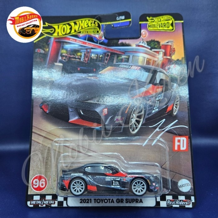 EL99 Diecast Hot Wheels premium Boulevard FD 2021 Toyota GR Supra black ban karet