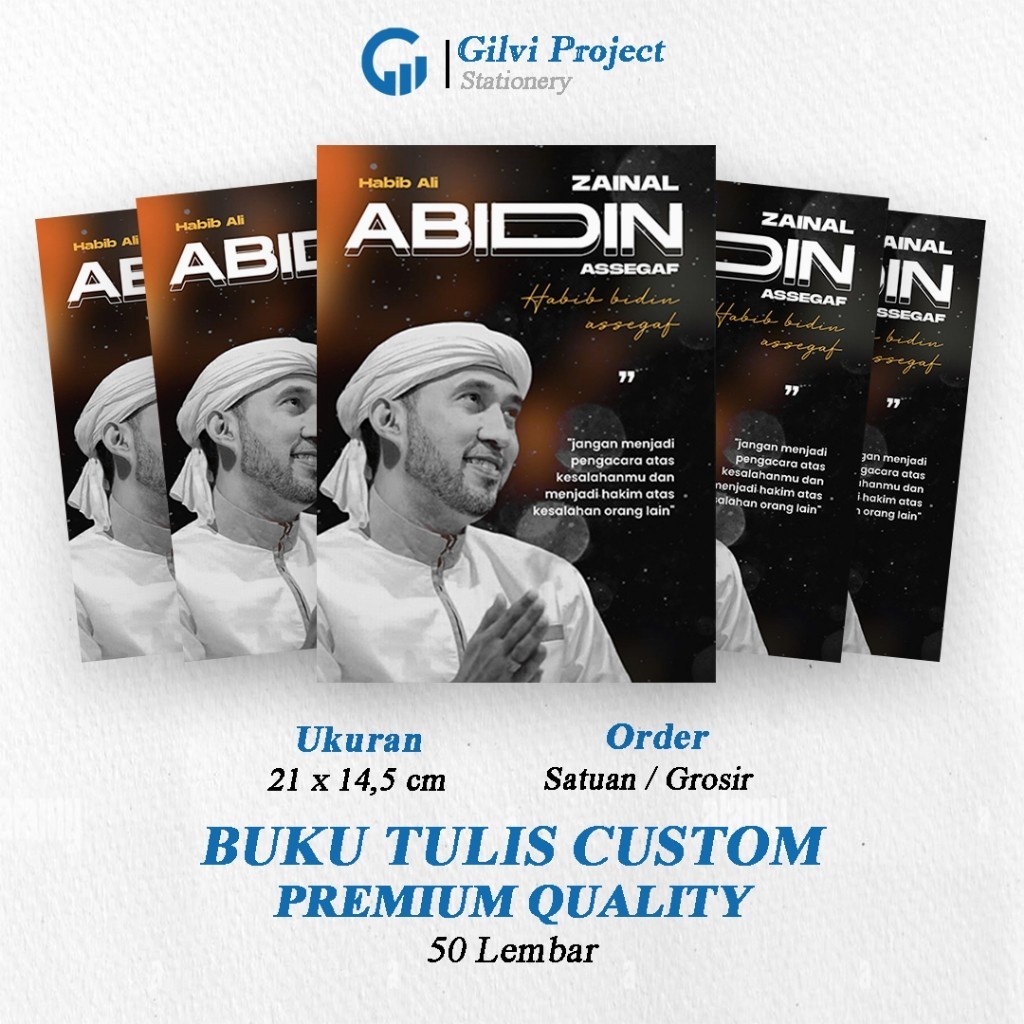 

Buku Tulis Sekolah Custom Tema Habib Ali Zainal Abidin Bergaris 38 Lembar 1 Pak Isi 5 Buku/ Buku Tulis Anime/ Buku Aesthetic