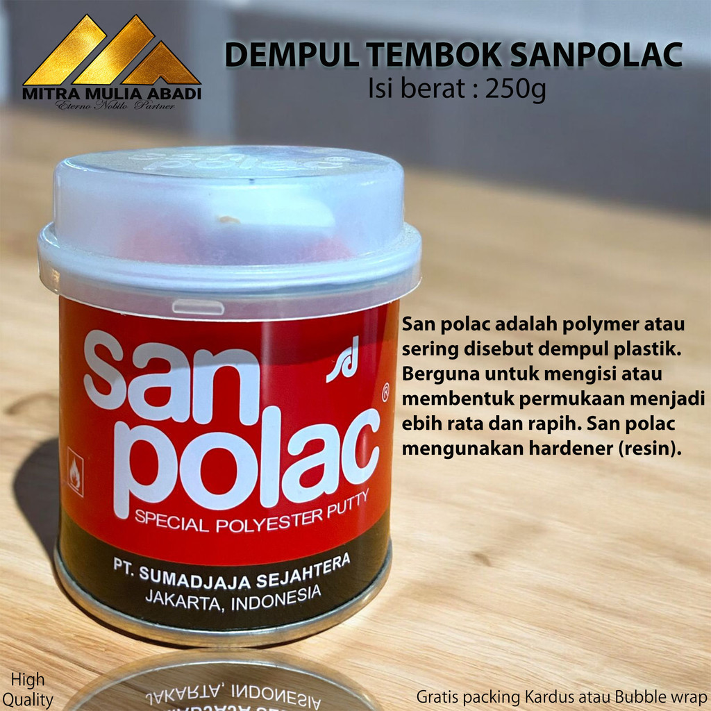ID DEMPUL PLASTIK POLYESTER SANPOLAC 250G DEMPUL BODY MOBIL / DEMPUL MOTOR / DEMPUL KAYU
