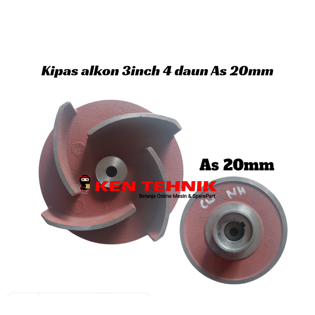 Kipas Impeller Pompa Alkon 3inch 4 Daun  As 20mm