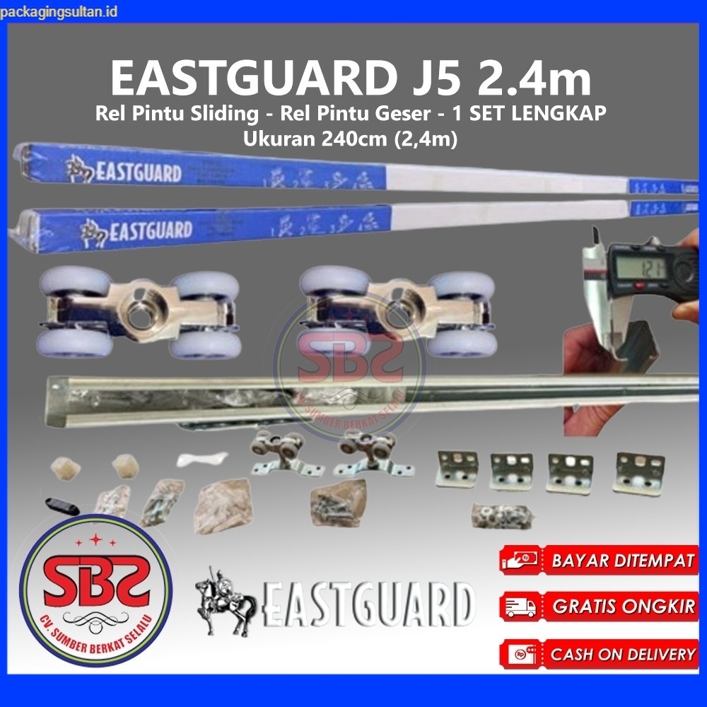 REL SLIDING J5 EASTGUARD - Rel Pintu Dorong - Sliding Rail Galvanis - Sliding Track - Rel Pintu 2.4m