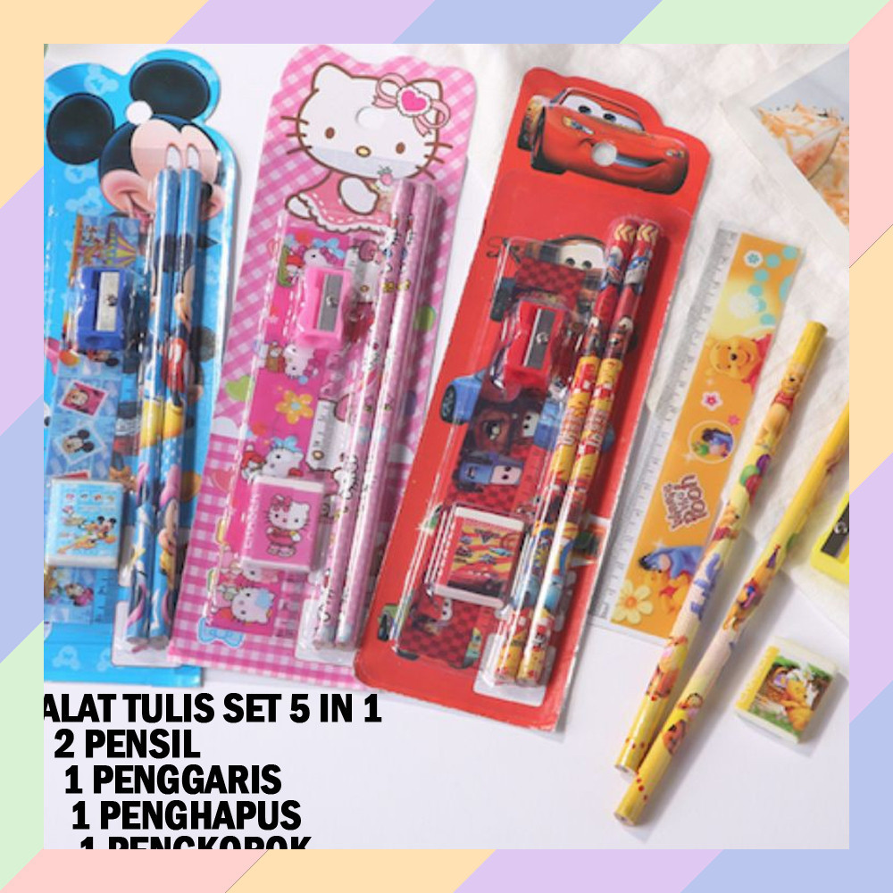 

AT11 Alat Tulis Set 5 Motif Karakter Lucu Anak Pensil Hapus Rautan 29B3