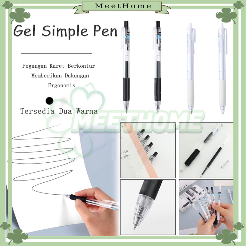 

Retractable Gel Pens/Pulpen Gel Mekanik Polos 6Pcs/Pulpen Gel Retractable Tinta Hitam 0.5mm