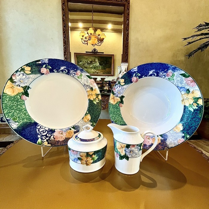 Christopher Stuart Optima Super Strong Fine China French Brocade Dinner Set Piring Mewah Piring Saji