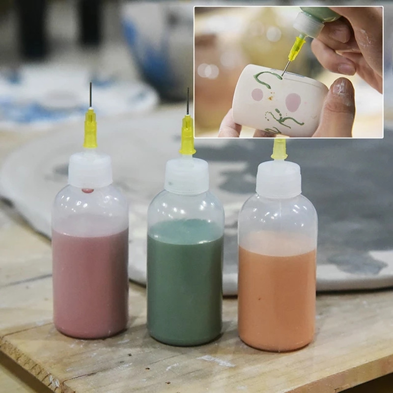 

3Pcs/Set Ceramic Art Squeeze Mud Bottle Point Line Texture Effect Creative Decorative DIY Pottery Accessories Tools XJ89