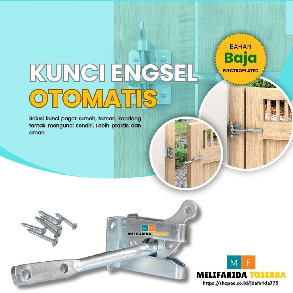 Grendel Slot Kunci Pintu Pagar Taman Otomatis Bahan Baja Electroplated