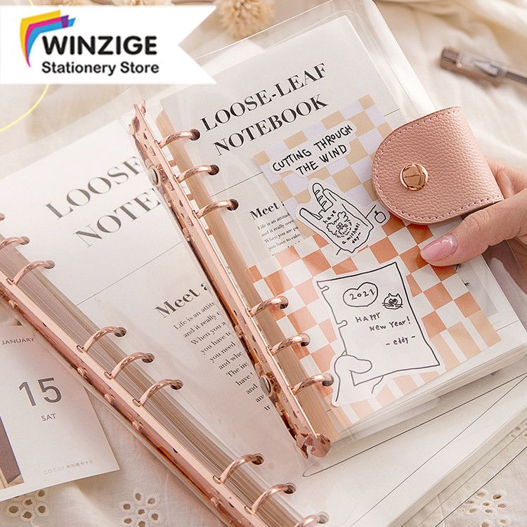 

Winzige Buku Binder B5 A5 Buku Tulis Sekolah Lucu Transparant Cover Buku Lose Leaf Notebook Vintage Aesthetic Binder Kuliah Planner Diary