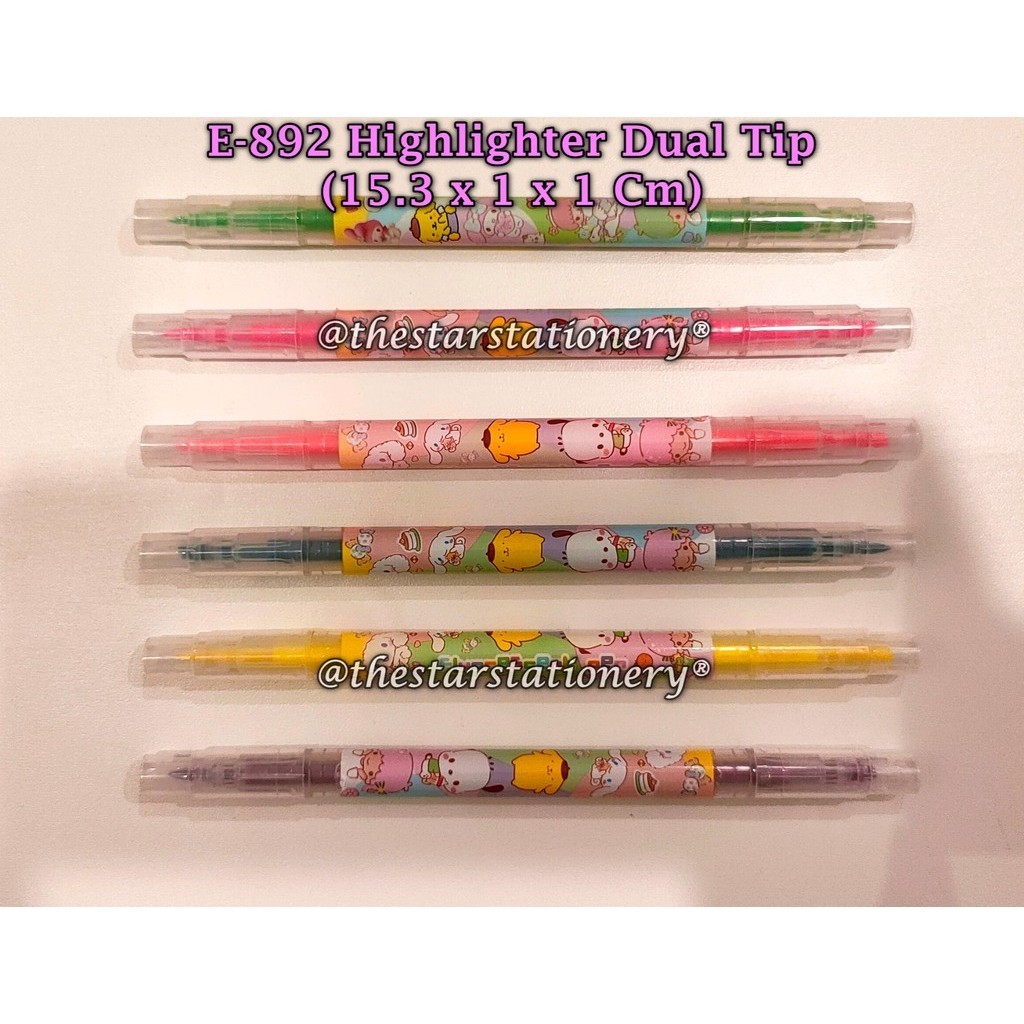 

(1 Set Isi 6 Pcs) GROSIR Highlighter Sanrio E-892 Dual Tip / Highlighter Set E-892 Sanrio 6 Warna