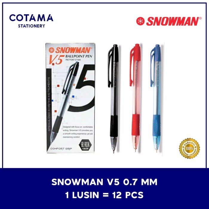 

Pulpen Snowman V5 0.7 mm - 1 lusin isi 12 pcs