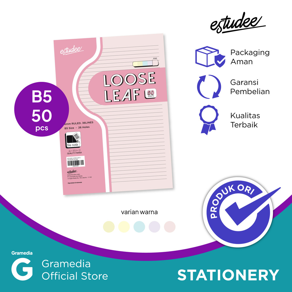 

Estudee Loose Leaf J Color B5 50 Pink