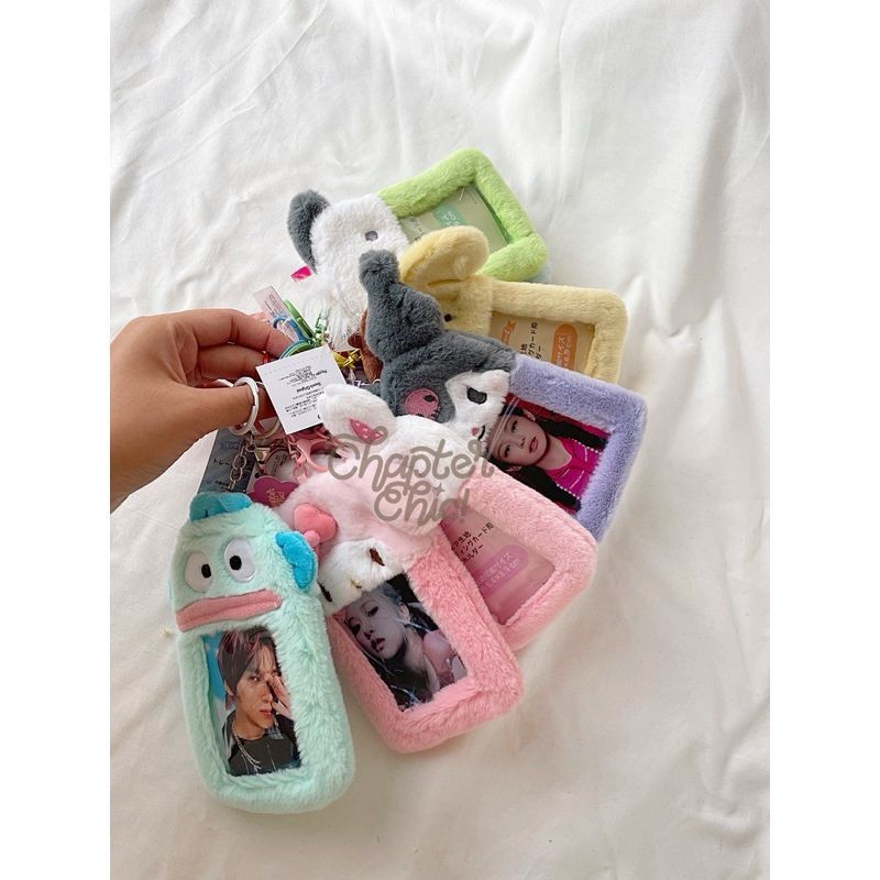 Kawaii Sanrio Plush Card Holder Dengan Gantungan Kunci Kartun Kuromi Card Bag idol Photocard Pelindu