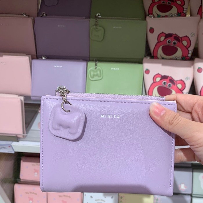 miniso leter m twofold zipped Wallet dompet lipat pendek resleting - Hijau