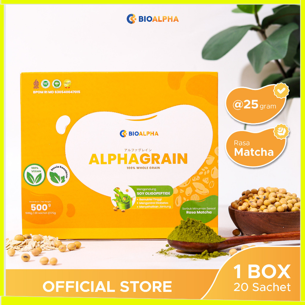 

Alphagrain isi 20 Sachet: Minuman pengganti makan & camilan untuk diabetasi Rasa Matcha JAKARTA