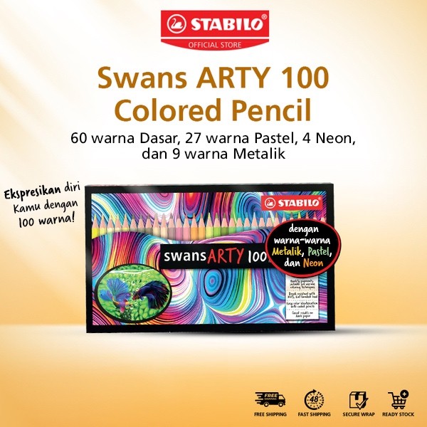 

new STABILO swans ARTY Color Pencil 100 / Pensil Warna Lengkap 100 Warna hot promo 9.9