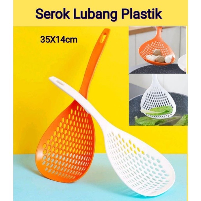 

Sendok Entong Serok Lubang Plastik Penyaring Kuah Mie 35cm