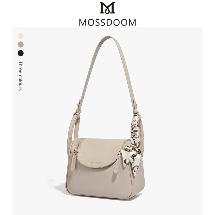 ✨NEW✨ -Mossdoom Tas Wanita Bentuk Bantal Tas Bahu Tas Selempang Warna Solid - Apricot