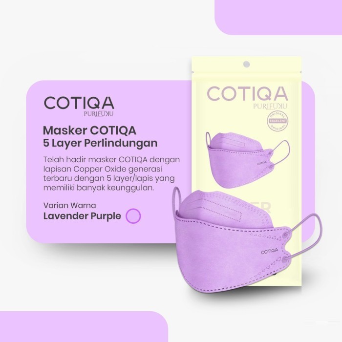 

Masker KF94 COTIQA KF 94 5ply Copper Oxide Mask Tembaga isi 5pcs - Lavender Purple