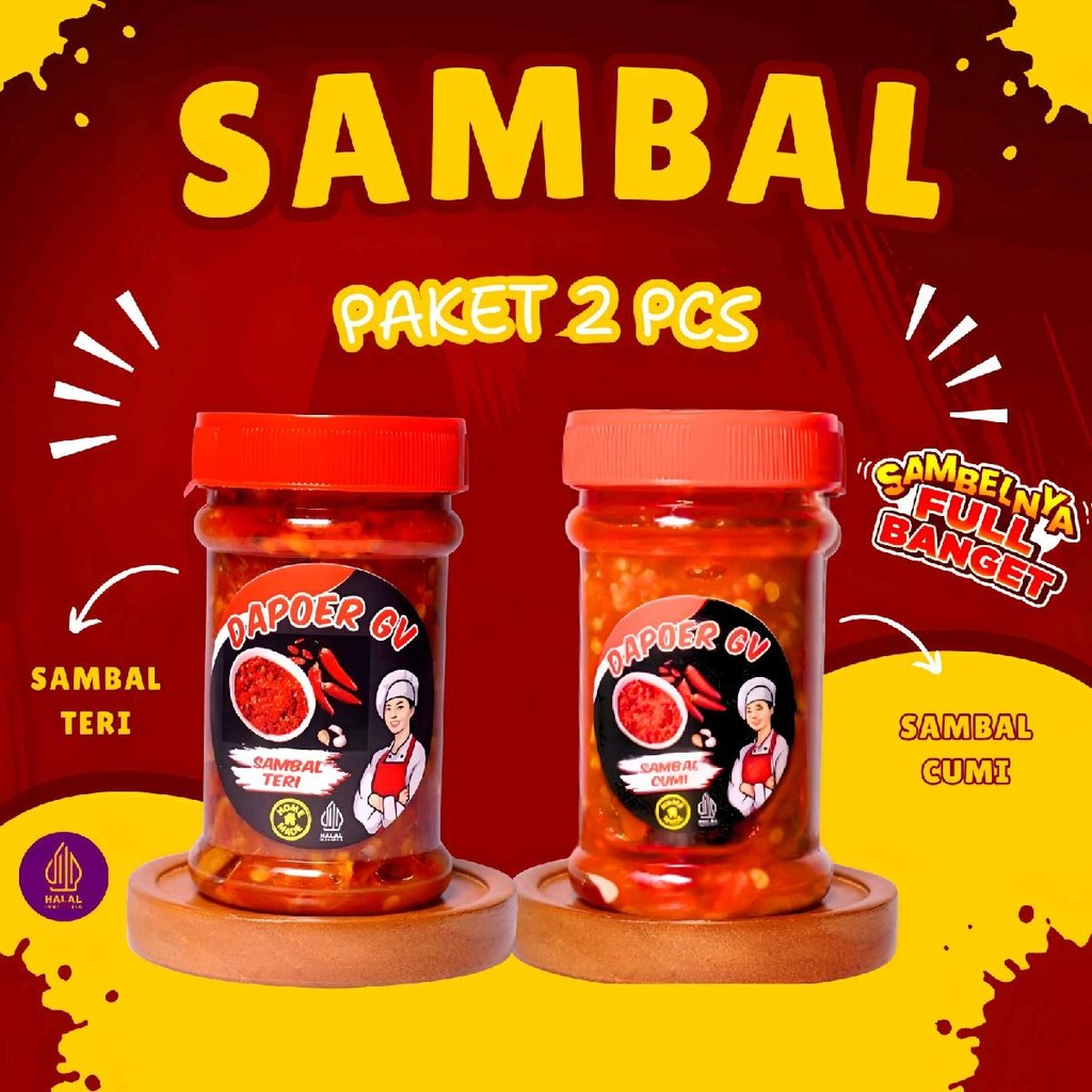 

Sambal Paket 2 Dapur GV 130g Tanpa Pengawet, Halal, Level Pedas Ekstra - TERI CUMI