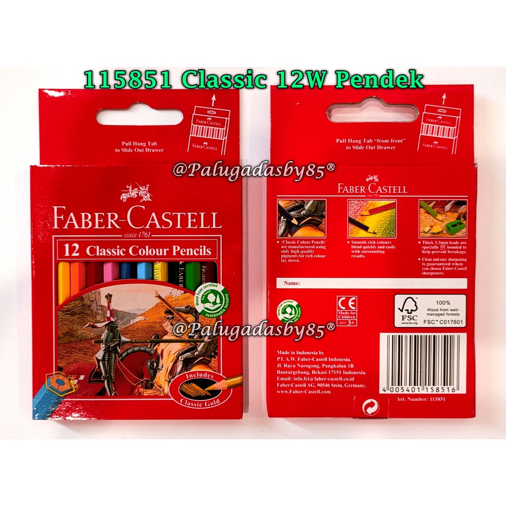 

(1 Set) GROSIR Pensil Warna FABER-CASTELL 115851 Classic 12W Pendek / Faber Castell Classic Colour