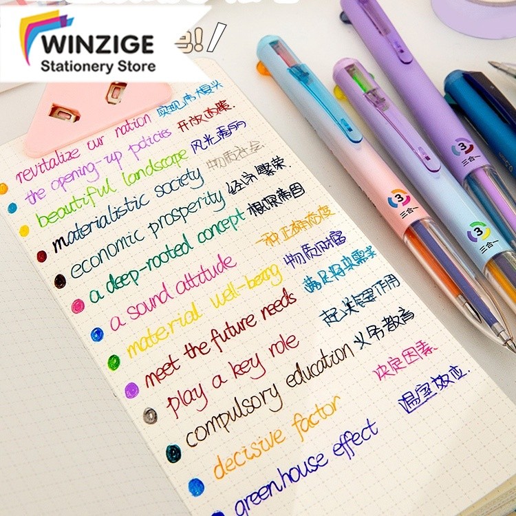 

Winzige 3 in 1 Pulpen gel 0.5mm pulpen warna warni aesthetic vintage color retractable gel pens lucu pen mekanik