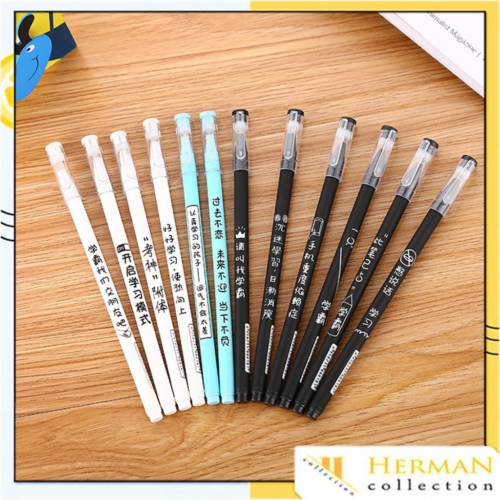 

HC Pulpen Aksen Japanses Alat Tulis Kerja Pen Tinta Gel Mekanik Ujung Lancip Pena Gel 0.5mm Bolpoin Warna Hitam