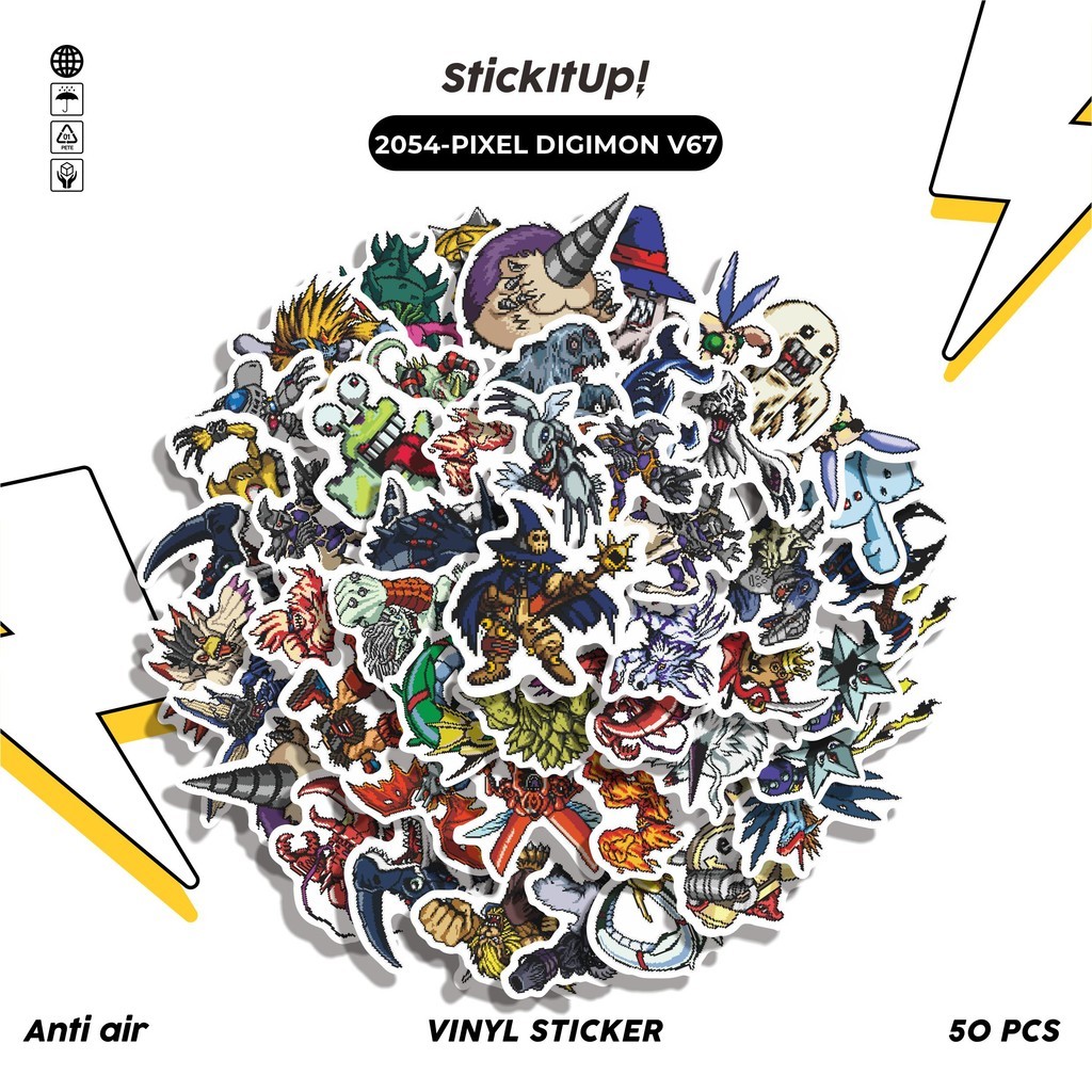 

COD✨ 50 Pcs Stiker PIXEL DIGIMON V67 Lucu Anti Air Untuk Dekorasi Notebook Sepeda Skateboard Handphone DIY