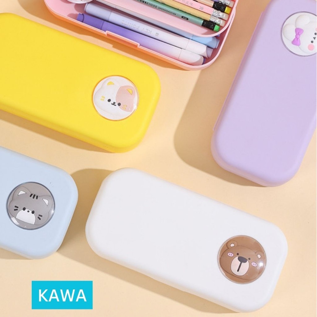 

KAWA Tempat Kotak Pensil Warna Soft Pastel Macaroon Lucu Cute Pencil Case Aesthetic Estetik Animal Character Karakter Kartun Hewan Menggemaskan Kapasitas Besar