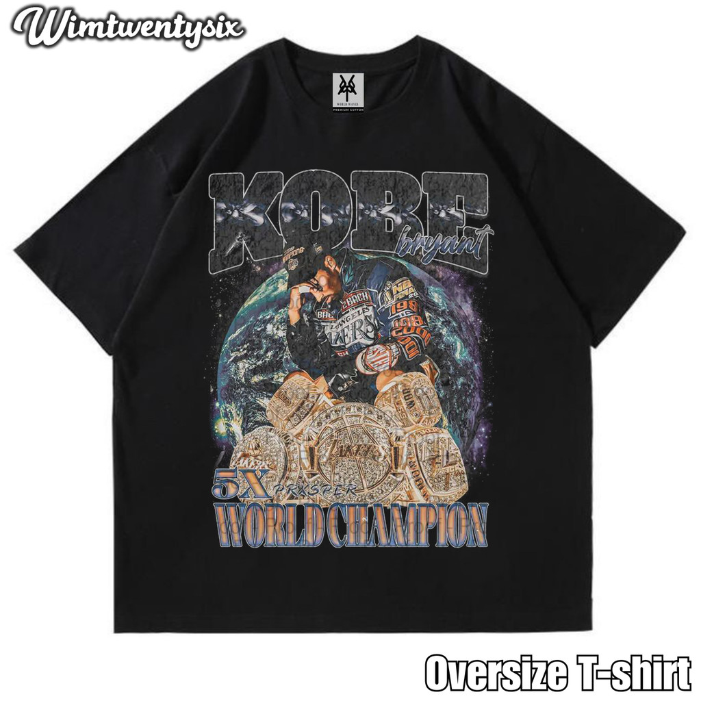 KAOS OVERSIZE | VINTAGE | T-SHIRT OVERSIZE | KAOS KOBE BRYANT WORLD CHAMPION 5X